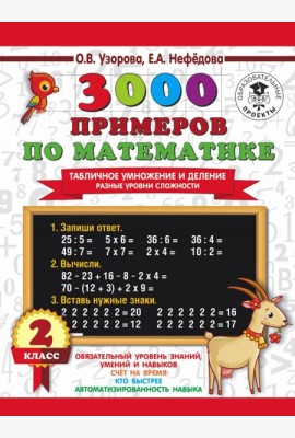 3000 примеров по математике. Табличное умножение и деление. Разные уровни сложности. 2 класс