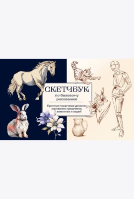 Скетчбук по базовому рисованию: простые пошаговые уроки по рисованию предметов, животных и людей
