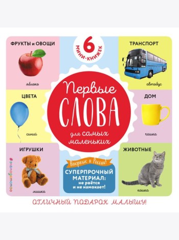 Комплект из 6 супер-прочных мини-книжек «Первые слова для самых маленьких»