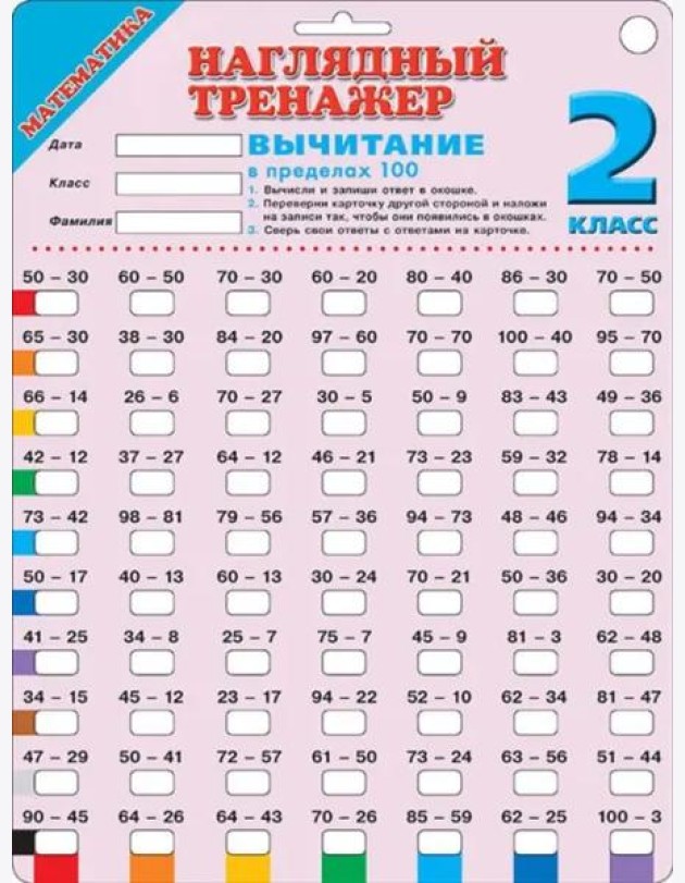 Математика. 2 класс. Вычитание в пределах 100