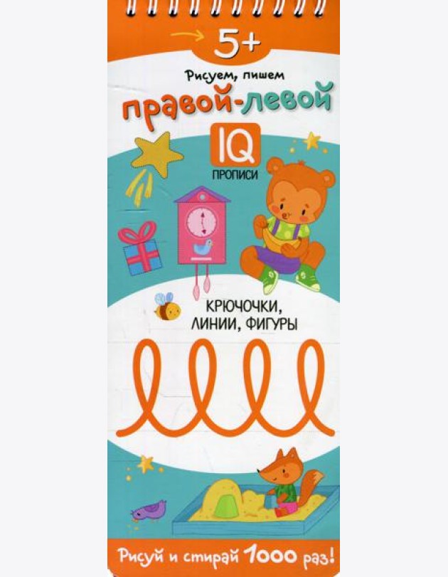 Рисуем, пишем правой-левой. Крючочки, линии, фигуры. (Многоразовые прописи на пружинке 5+)