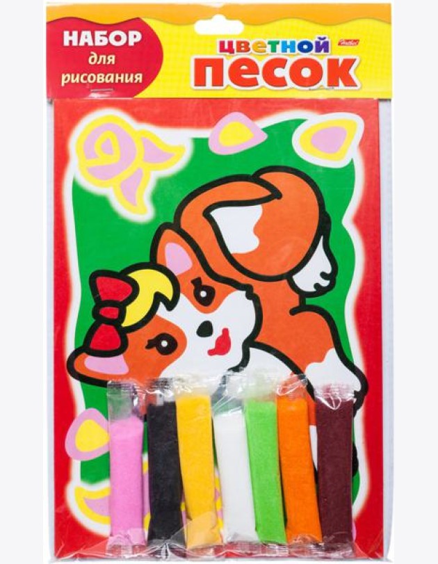 Раскрась песком.Рыжая кошечка
