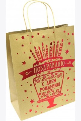 Пакет из крафт-бумаги 26х32.4х12.7 Торт 79261