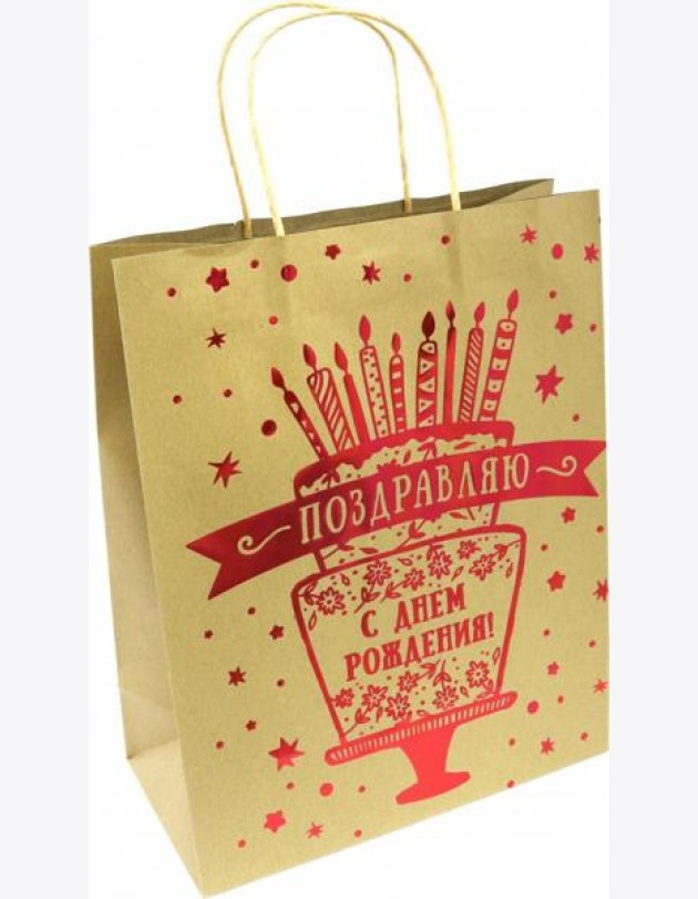 Пакет из крафт-бумаги 26х32.4х12.7 Торт 79261