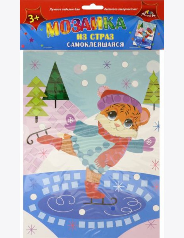 Мозаика из страз самокл.Тигренок на коньк,С3081-18