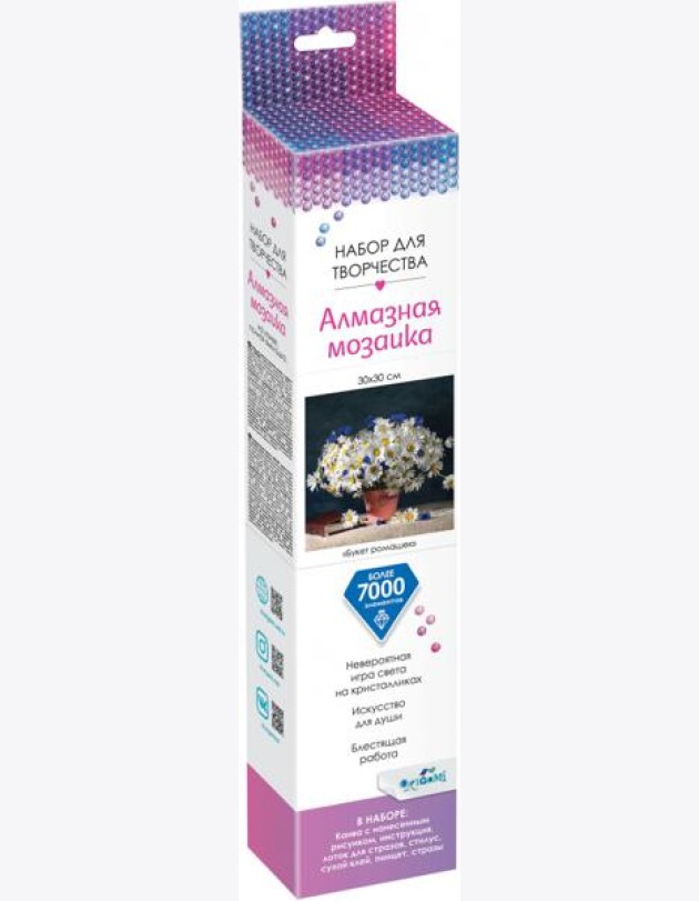 Алмазные узоры 30*30 Букет ромашек,07641