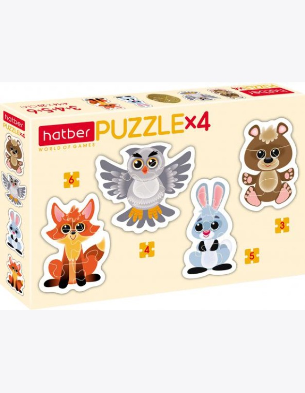 Hatber Puzzle-3,4,5,6 фигурн.4в1,Лесн.зв,ПЗ5_28749