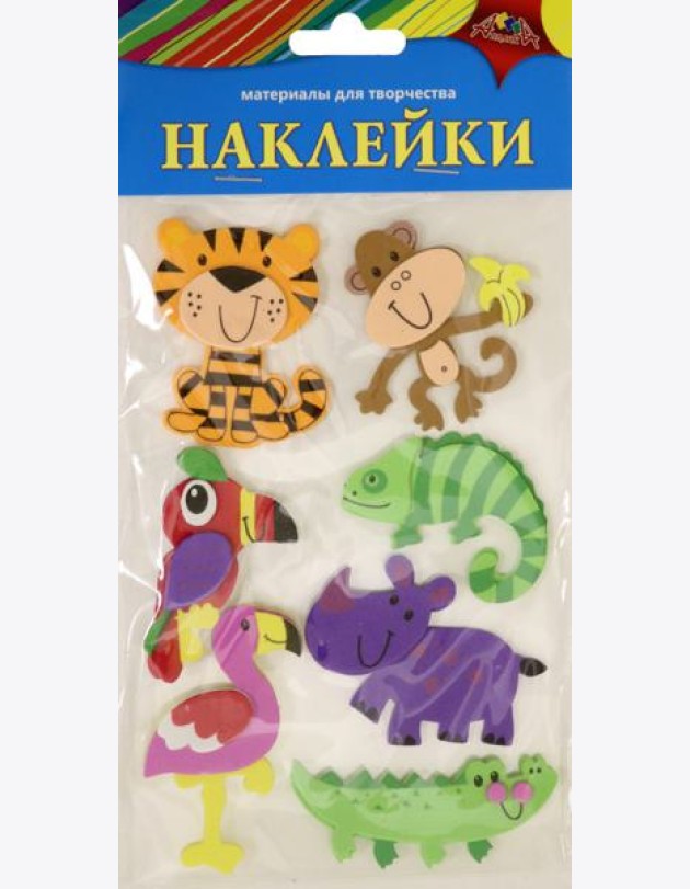 Наклейки из ЭВА Веселые зверята,ассорти С3476-12