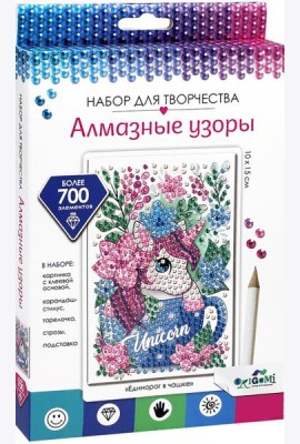 Алмазные узоры. Единорог в чашке. 10*15,06418