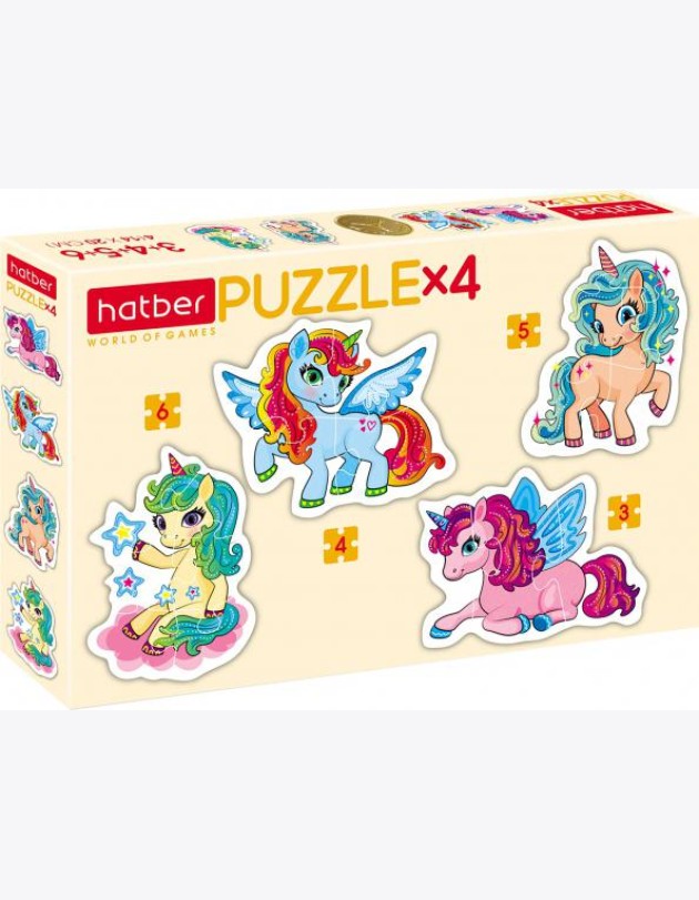 Hatber Puzzle-3,4,5,6 фигурн.4в1 Единоро,ПЗ5_28752