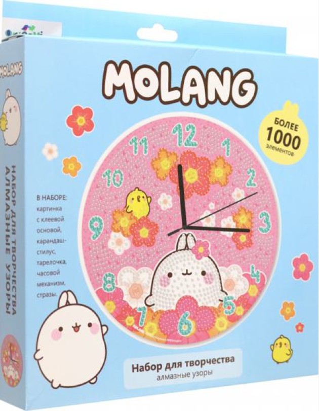 Molang. Алмазные узоры. Часы. Поле цветов, 07531