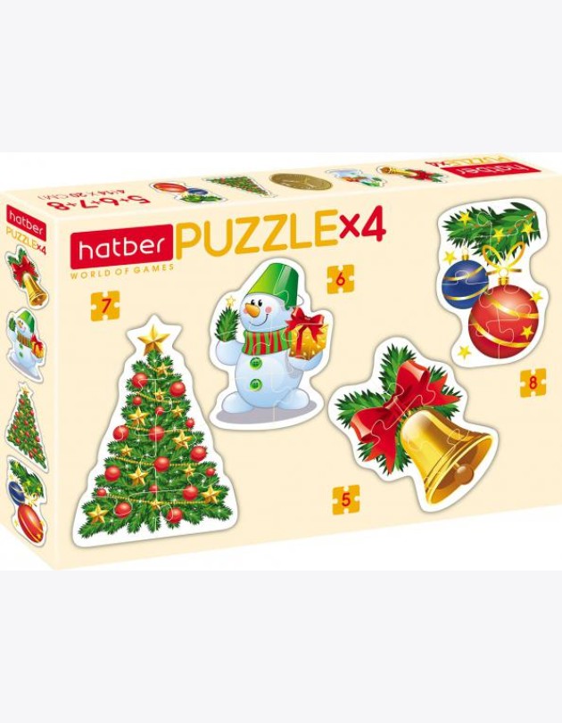 Hatber Puzzle-5,6,7,8 фигурн.4в1 Праздни,ПЗ5_28751