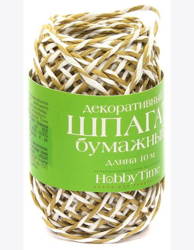Шпагат бумажн.декор.двуцв.6цв,дл.10м,2-508/01