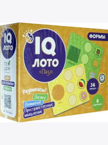 Лото. IQ. Формы. 6 карточек 36 фишек