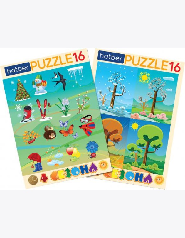 Hatber Puzzle-16 в рамке 2в1.Врем.года,ИнПР_29785