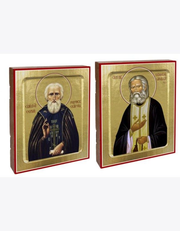 Икона Серафима Саровского, преподобного; Икона Сергия Радонежского, преподобного (комплект из 2-х икон)