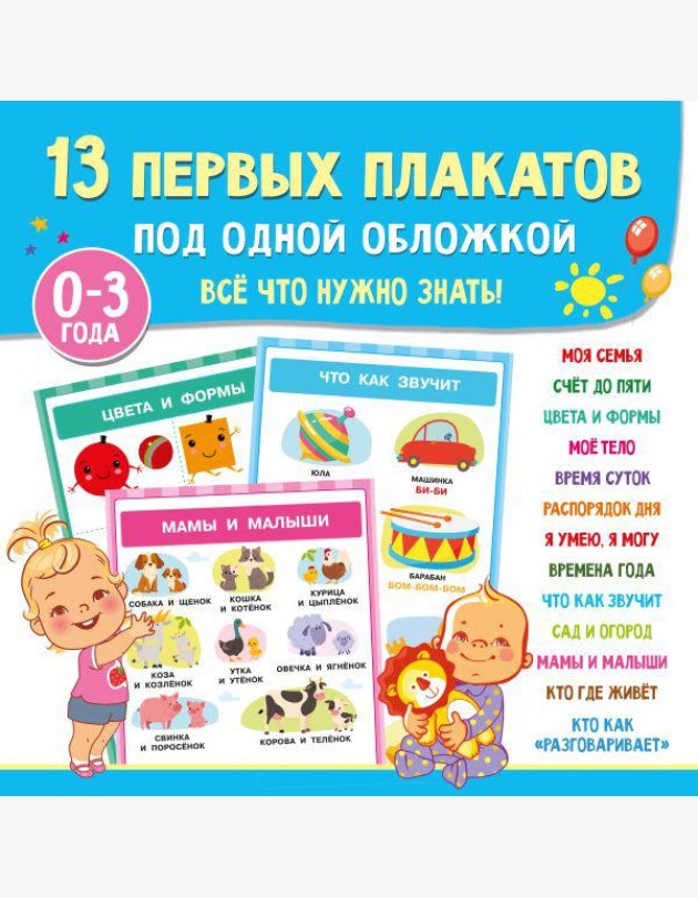 13 первых плакатов под одной обложкой. Все что нужно знать. 0-3 года