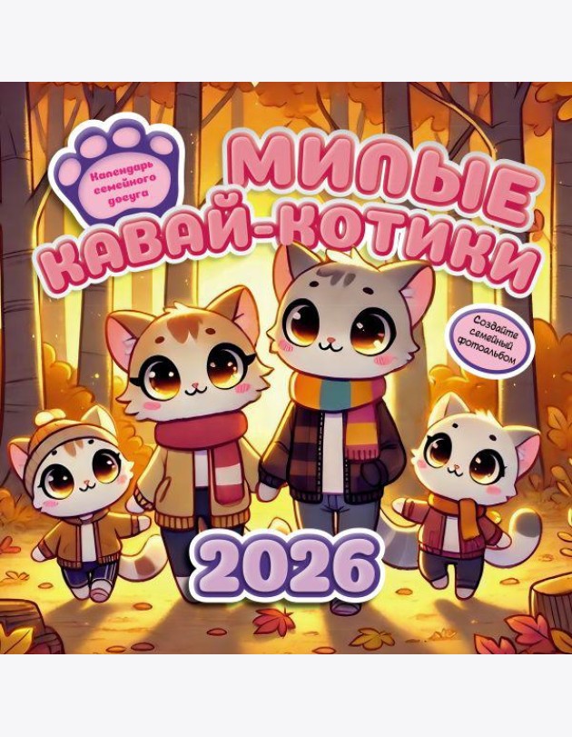 Милые кавай-котики. Календарь семейного досуга 2026