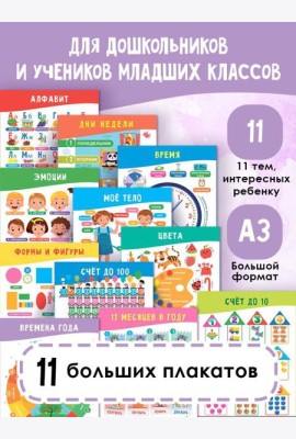 11 больших настенных плакатов для дошколят. Всё что нужно знать