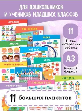 11 больших настенных плакатов для дошколят. Всё что нужно знать