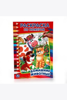 ДОМАШНИЕ ЖИВОТНЫЕ. ДРУЖИНИНА  (РАСКРАСКА ПО НОМЕРАМ А5) МАЛЫЙ ФОРМАТ. 145Х210 ММ. в кор.50шт