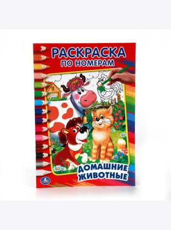ДОМАШНИЕ ЖИВОТНЫЕ. ДРУЖИНИНА  (РАСКРАСКА ПО НОМЕРАМ А5) МАЛЫЙ ФОРМАТ. 145Х210 ММ. в кор.50шт