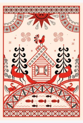 Блокнот Жили-были. Мезенская роспись «Лиса» (формат А5, 144 стр., блинтовое тиснение, тонированный блок)