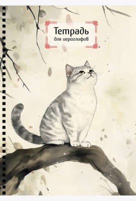 Тетрадь для иероглифов на пружине (Игривый котик)