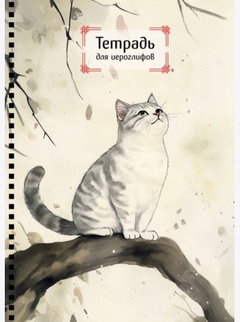 Тетрадь для иероглифов на пружине (Игривый котик)