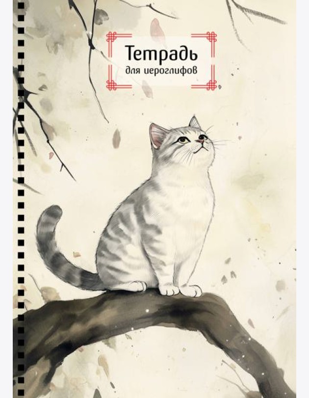 Тетрадь для иероглифов на пружине (Игривый котик)