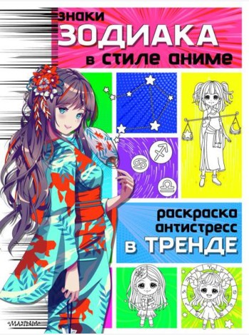 Знаки зодиака в стиле аниме. Раскраска