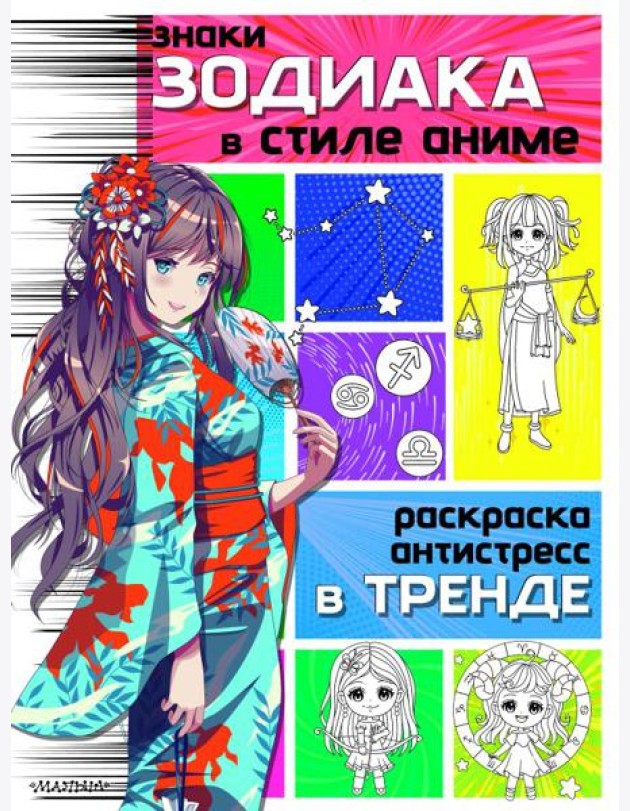 Знаки зодиака в стиле аниме. Раскраска