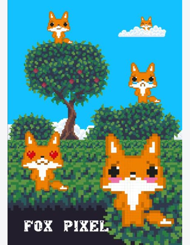 Fox pixel. Тетрадь школьная в мягкой обложке, 48 л.