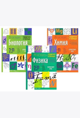 Справочник в таблицах. Биология. Химия. Физика. 7-11 кл. (комплект из 3-х книг)